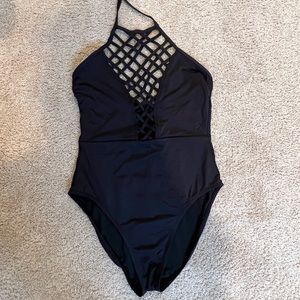 Black one piece bathing suit